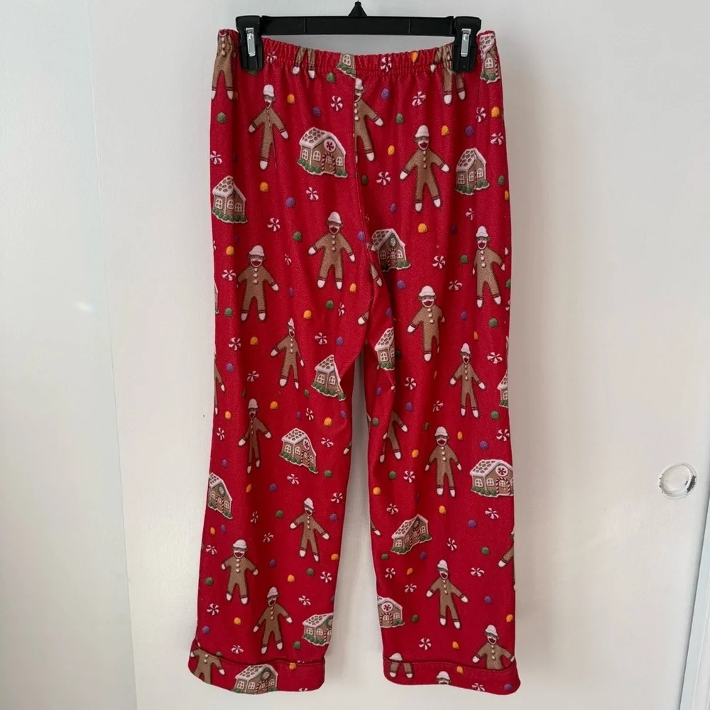 Nick & Nora Red Gingerbread House Sock Monkey Christmas Pajama Set XL/(14/16)